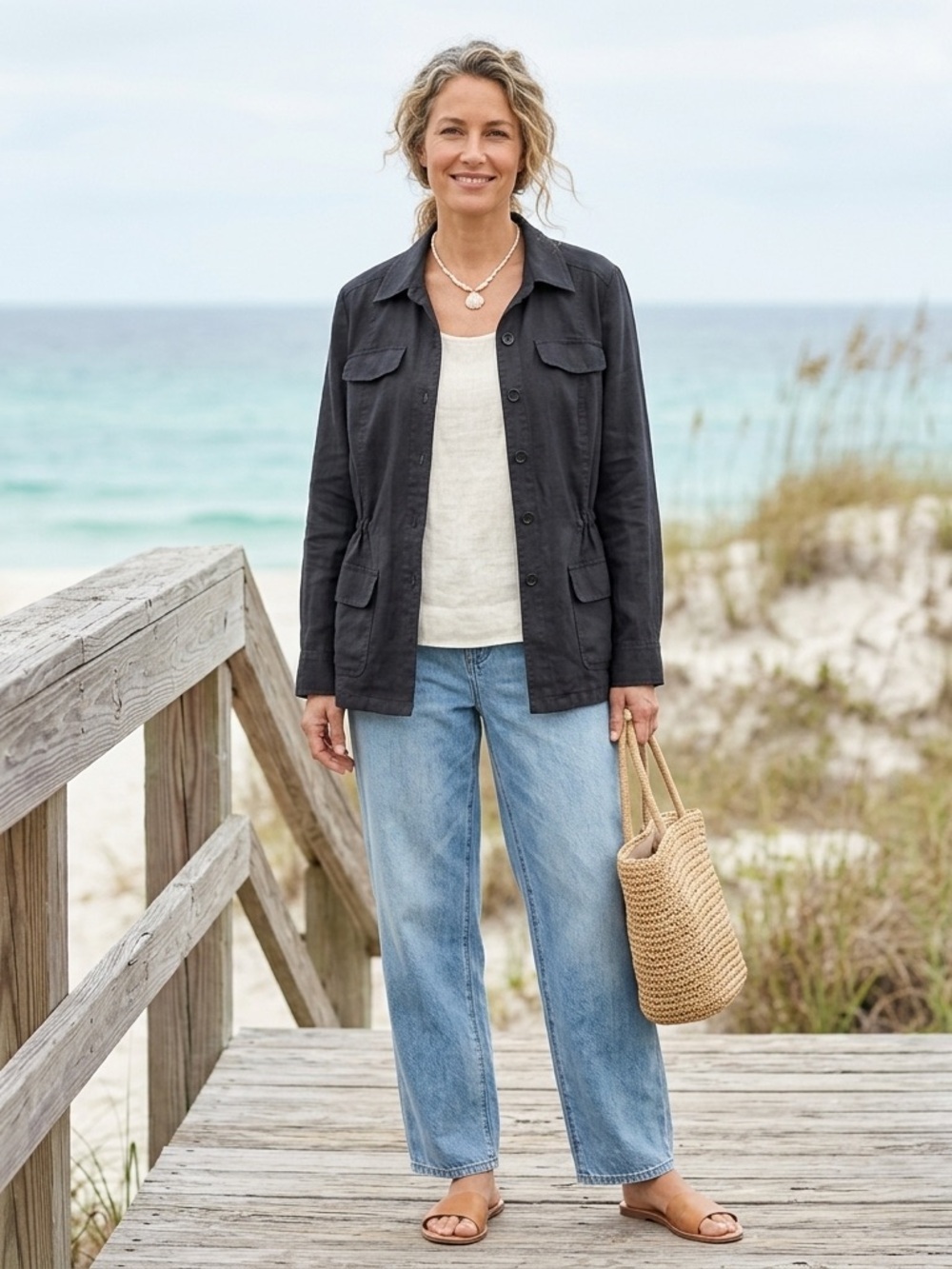 Ellen Tracy Linen Lightweight Jacket 12 Black Quiet Luxury Preppy Minimalist